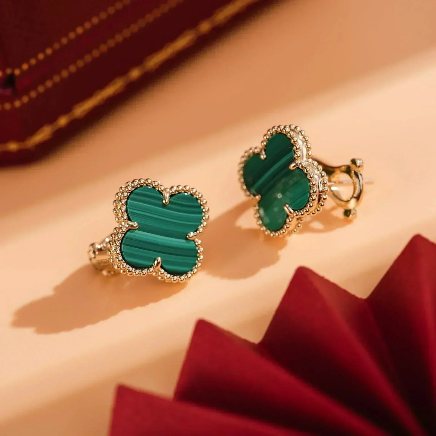 [VCA]CLOVER MEDIUM 1 MOTIFS MALACHITE  EARRINGS