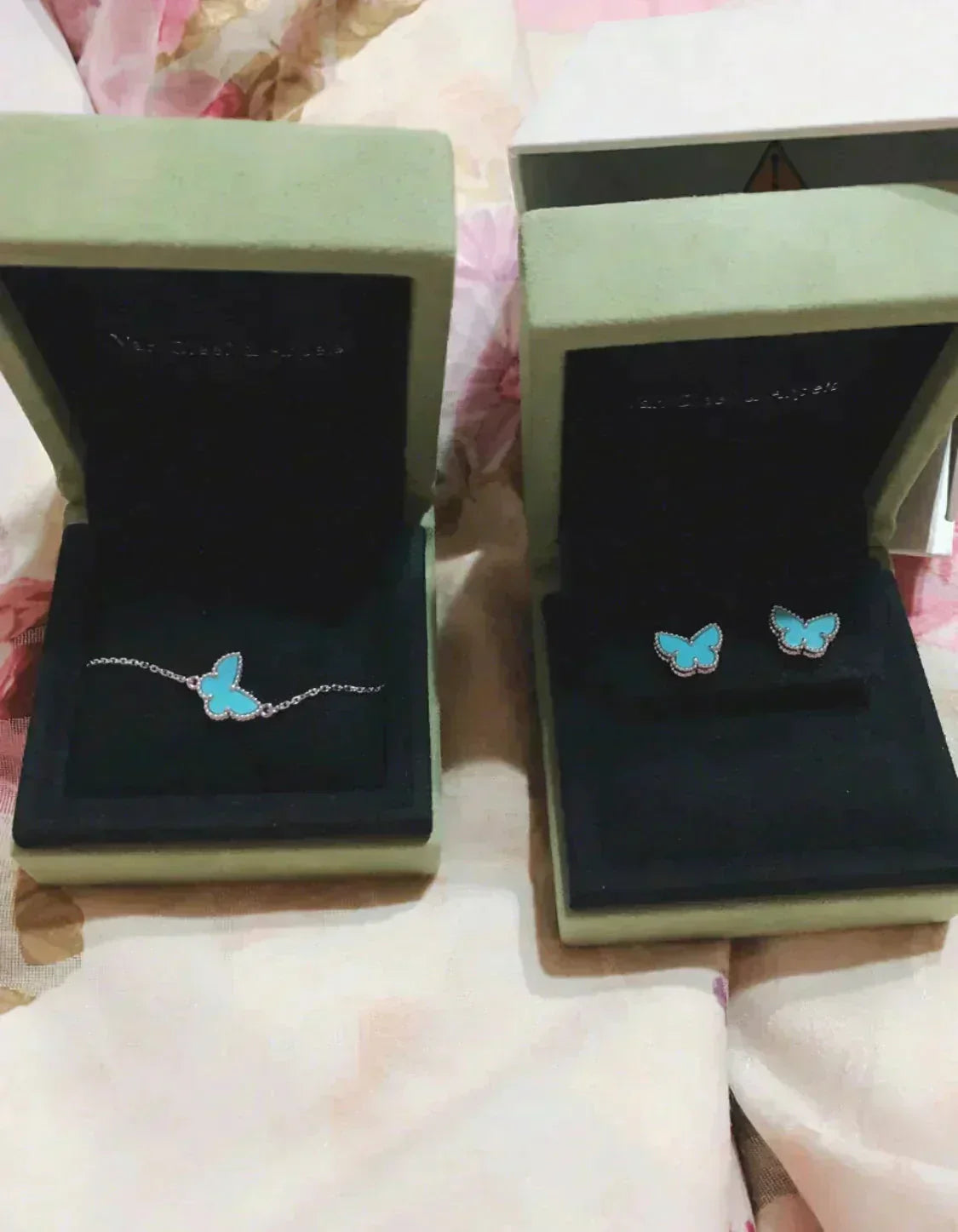 [VCA]BUTTERFLY TURQUOISE EARRINGS SILVER