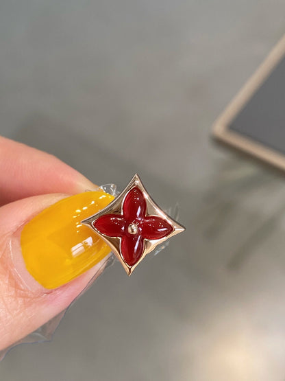 [Loui]STAR AND SUN PINK GOLD CARNELIAN STUD EARRINGS