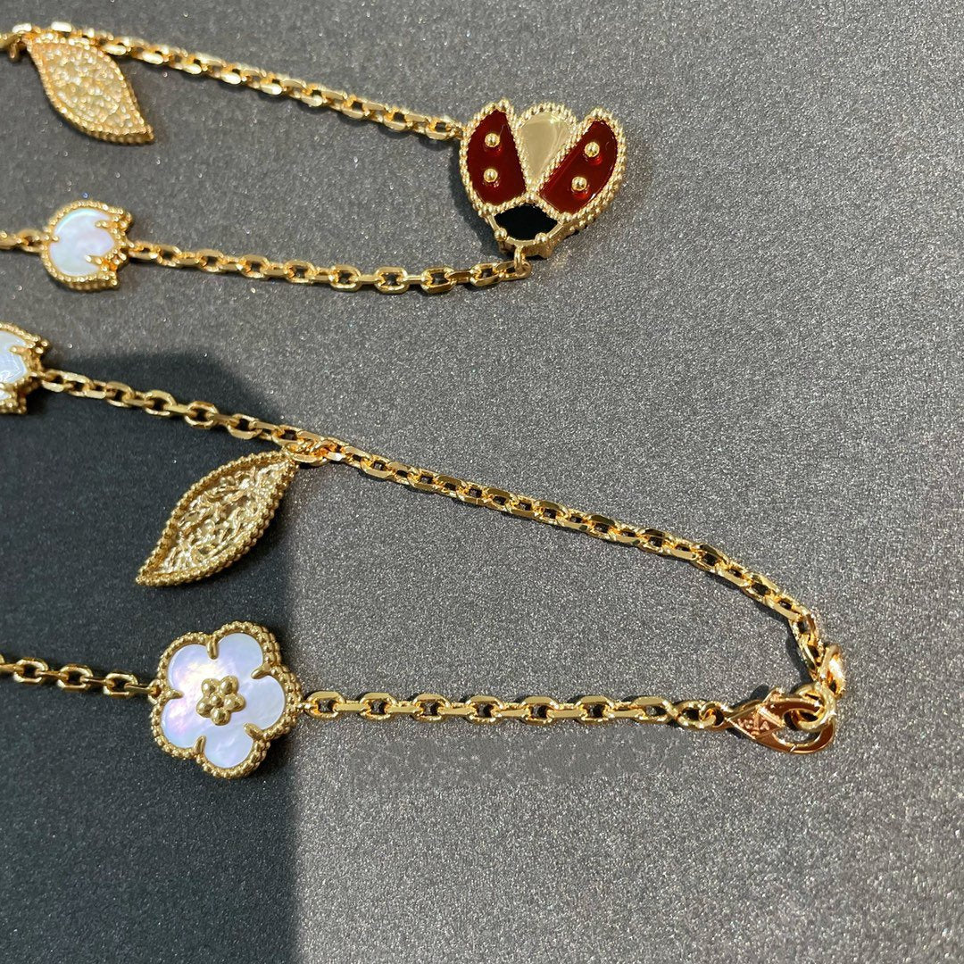 [VCA]LUCKY SPRING 15 MOTIFS GOLD NECKLACE