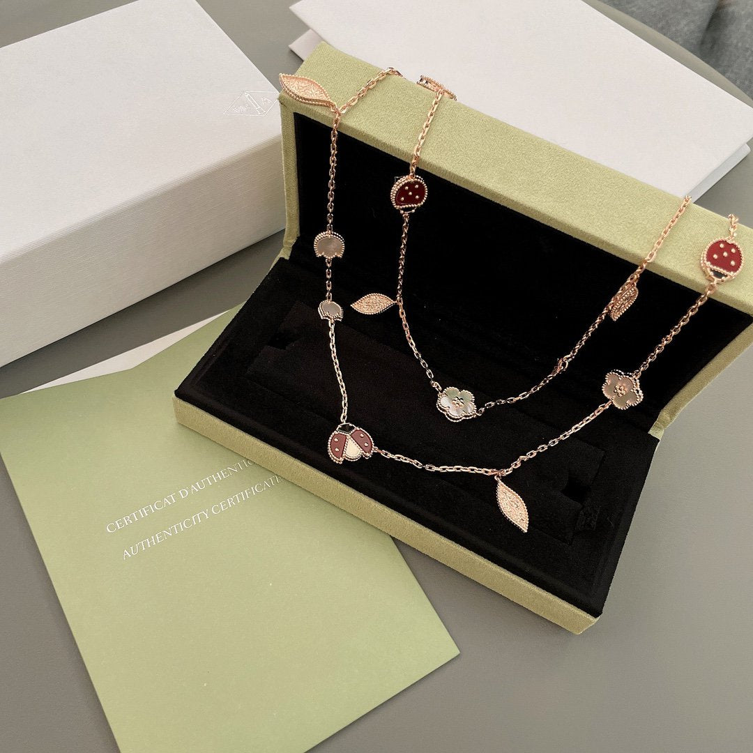 [VCA]LUCKY SPRING 15 MOTIFS ROSE GOLD NECKLACE