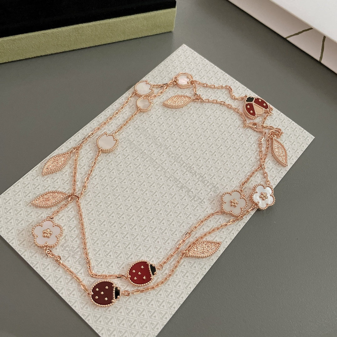 [VCA]LUCKY SPRING 15 MOTIFS ROSE GOLD NECKLACE