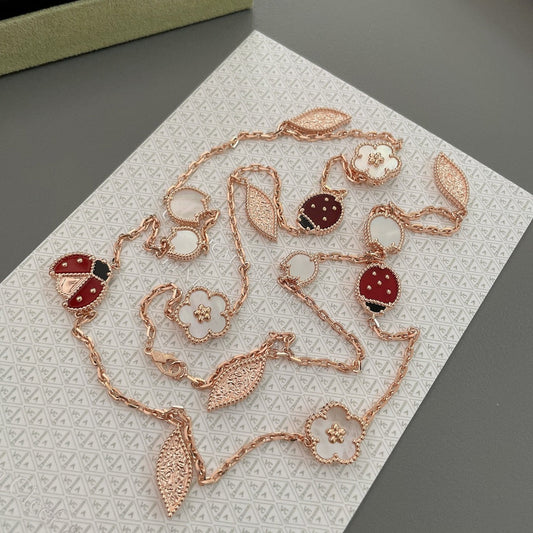 [VCA]LUCKY SPRING 15 MOTIFS ROSE GOLD NECKLACE