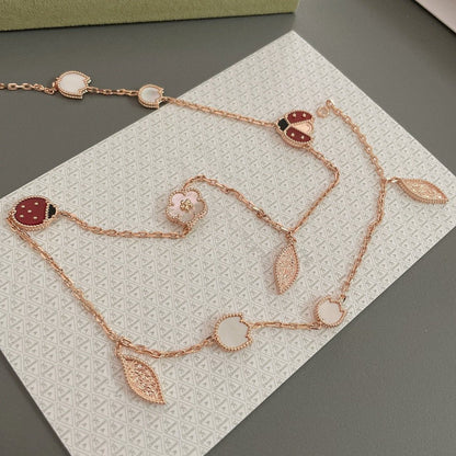 [VCA]LUCKY SPRING 15 MOTIFS ROSE GOLD NECKLACE