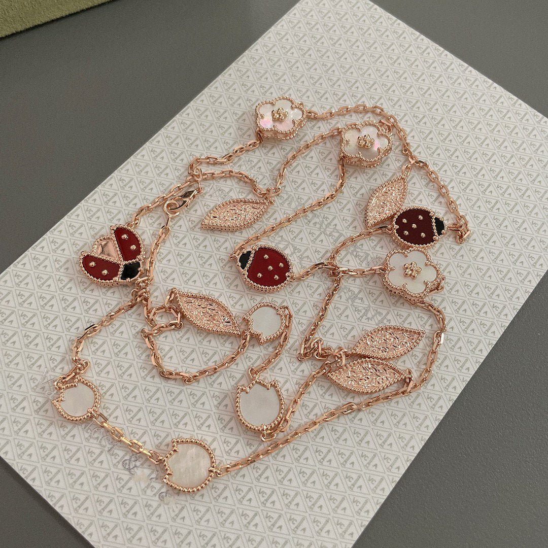 [VCA]LUCKY SPRING 15 MOTIFS ROSE GOLD NECKLACE