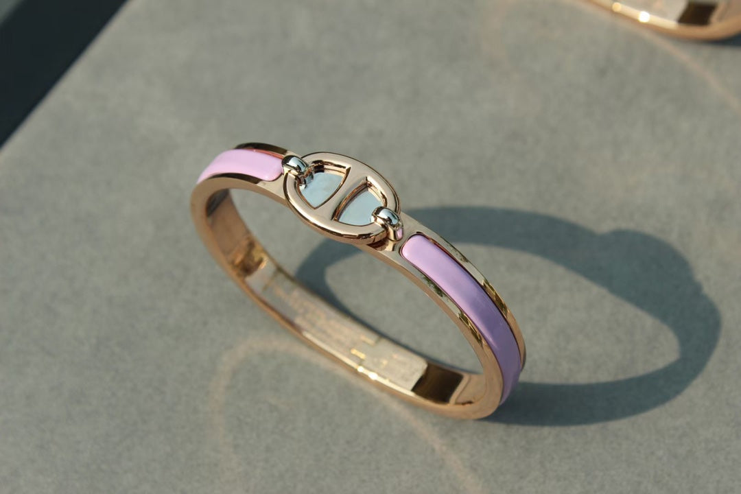 [Hmes]CLIC CHAINE PINK GOLD BRACELET