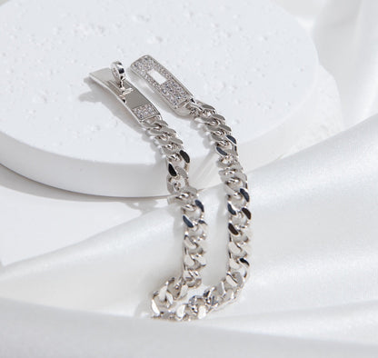 [Hmes]KELLY CHAIN SILVER DIAMOND BRACELET