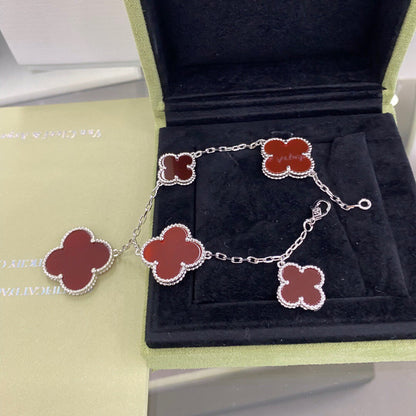 [VCA]CLOVER 5 MOTIFS SIVLER CARNELIAN BRACELET