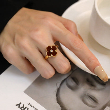 [VCA]CLOVER CARNELIAN RING ROSE GOLD DIAMOND