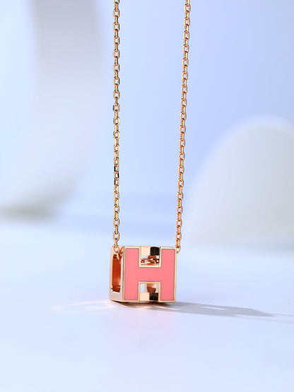 [Hmes]H CAGE PINK GOLD NECKLACE