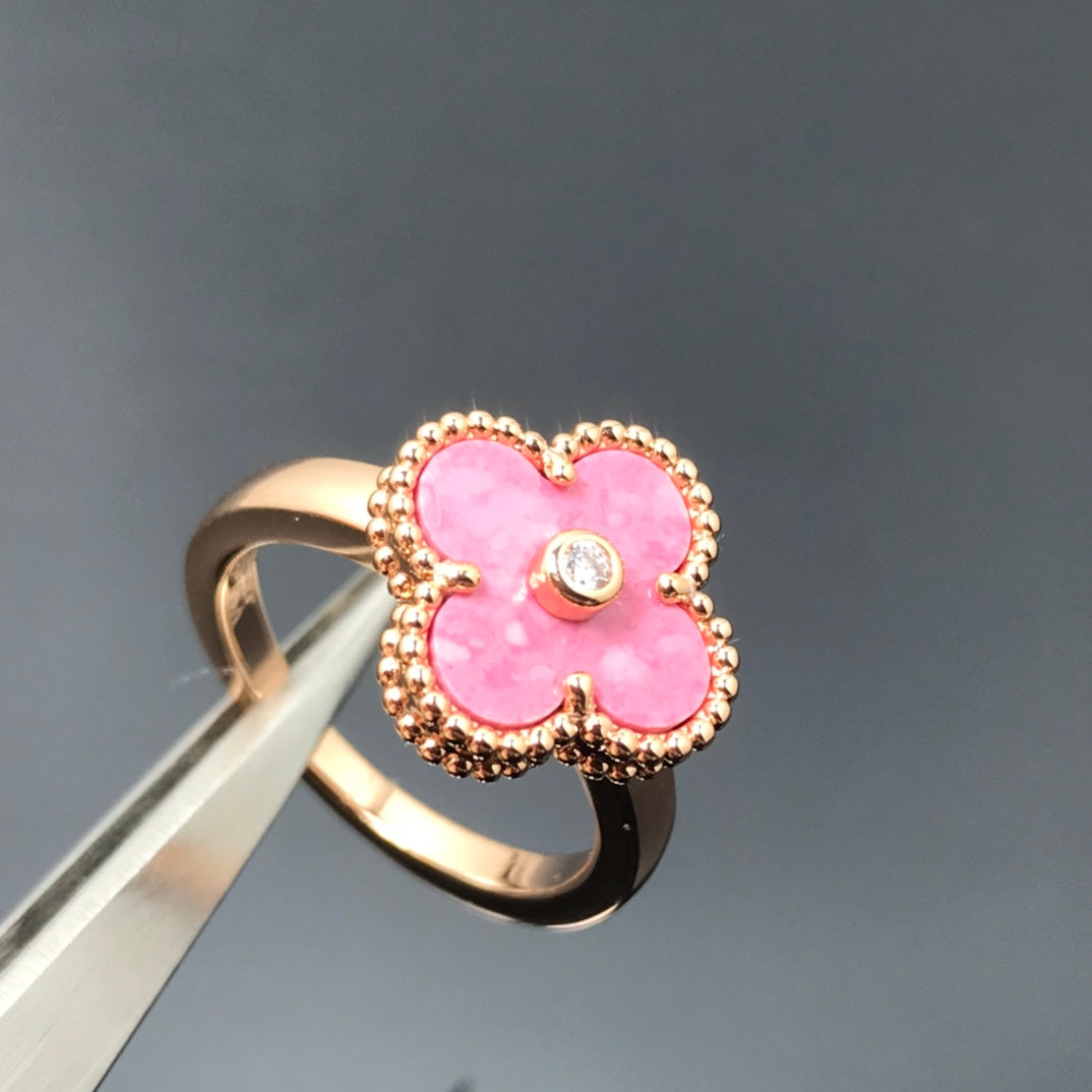 [VCA]CLOVER RHODONITE ROSE GOLD RING