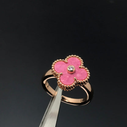 [VCA]CLOVER RHODONITE ROSE GOLD RING