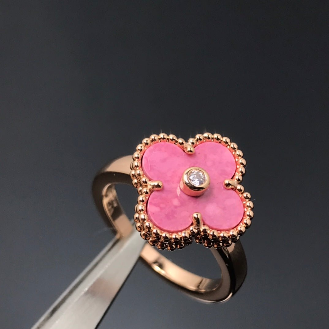 [VCA]CLOVER RHODONITE ROSE GOLD RING