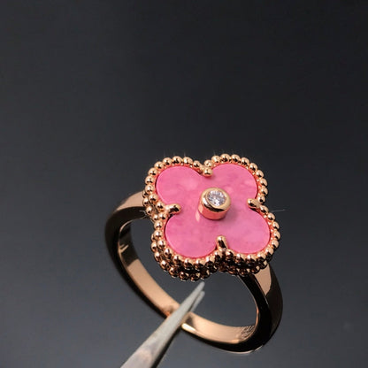 [VCA]CLOVER RHODONITE ROSE GOLD RING