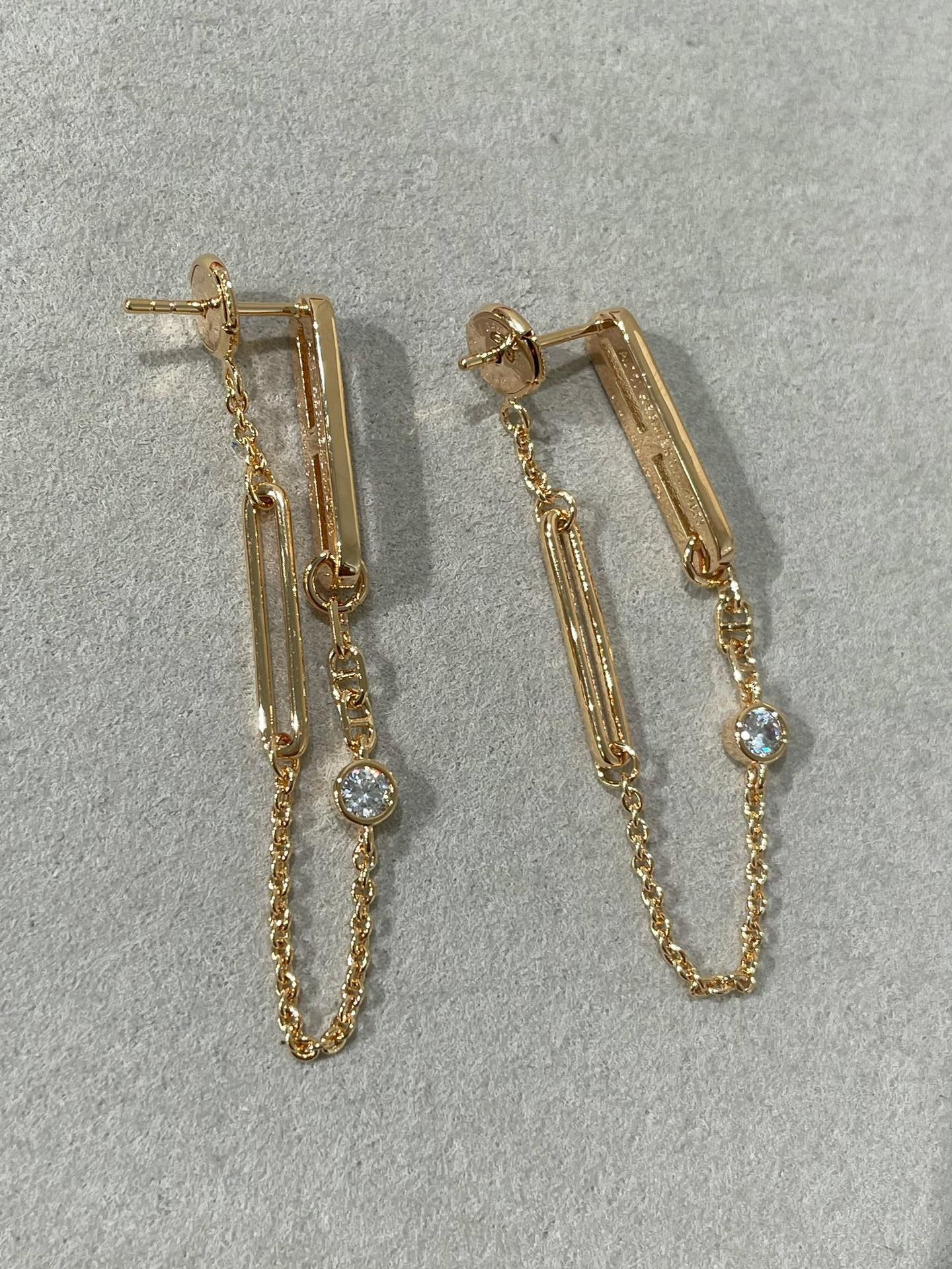 [Hmes]CHAINE CHAOS DIAMOND DROP EARRINGS