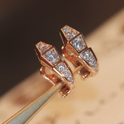 [Blar]SERPENT PINK GOLD DIAMOND EARRINGS