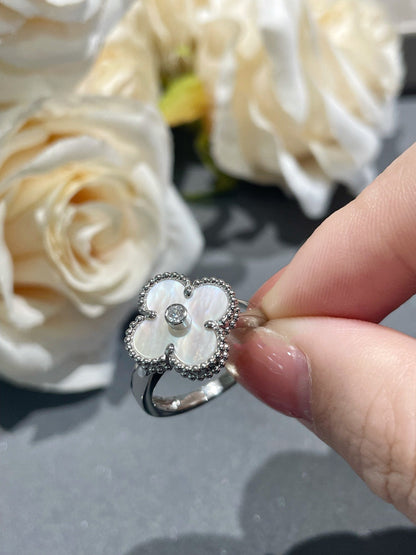 [VCA]CLOVER SILVER MOP DIAMOND RING