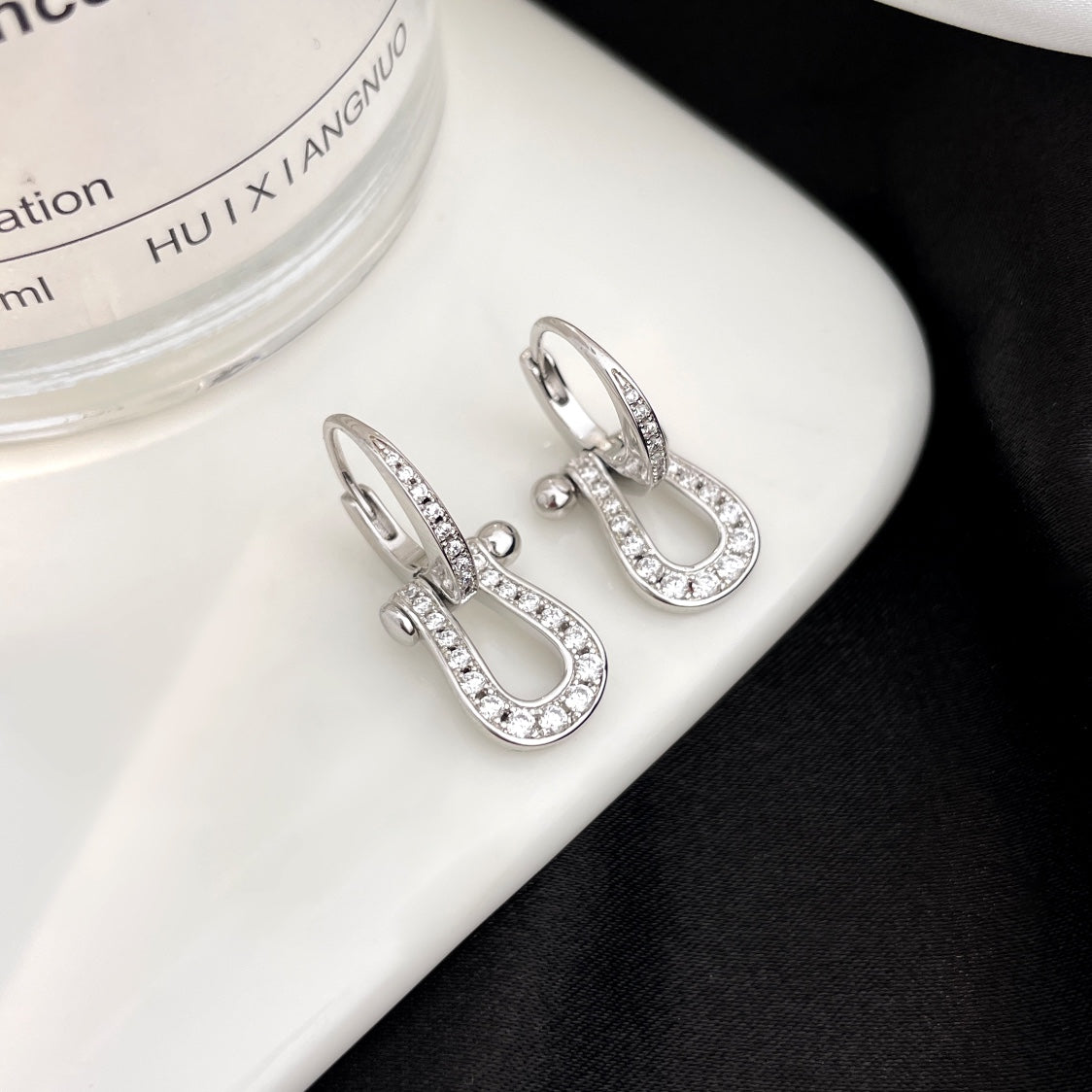 [Frd]FORCE 10 FULL DIAMOND DROP EARRINGS MEDIUM MODEL