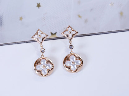 [Loui]STAR AND SUN PINK GOLD MOP DROP EARRINGS