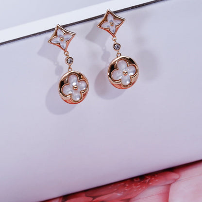 [Loui]STAR AND SUN PINK GOLD MOP DROP EARRINGS