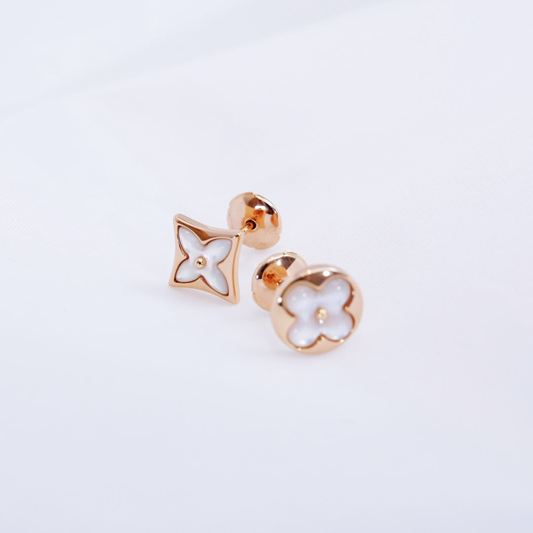 [Loui]STAR AND SUN PINK GOLD MOP STUD EARRINGS