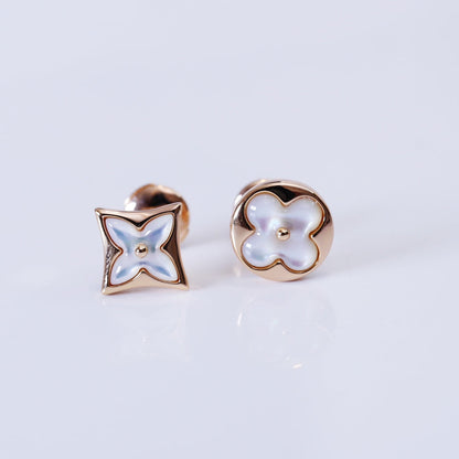 [Loui]STAR AND SUN PINK GOLD MOP STUD EARRINGS