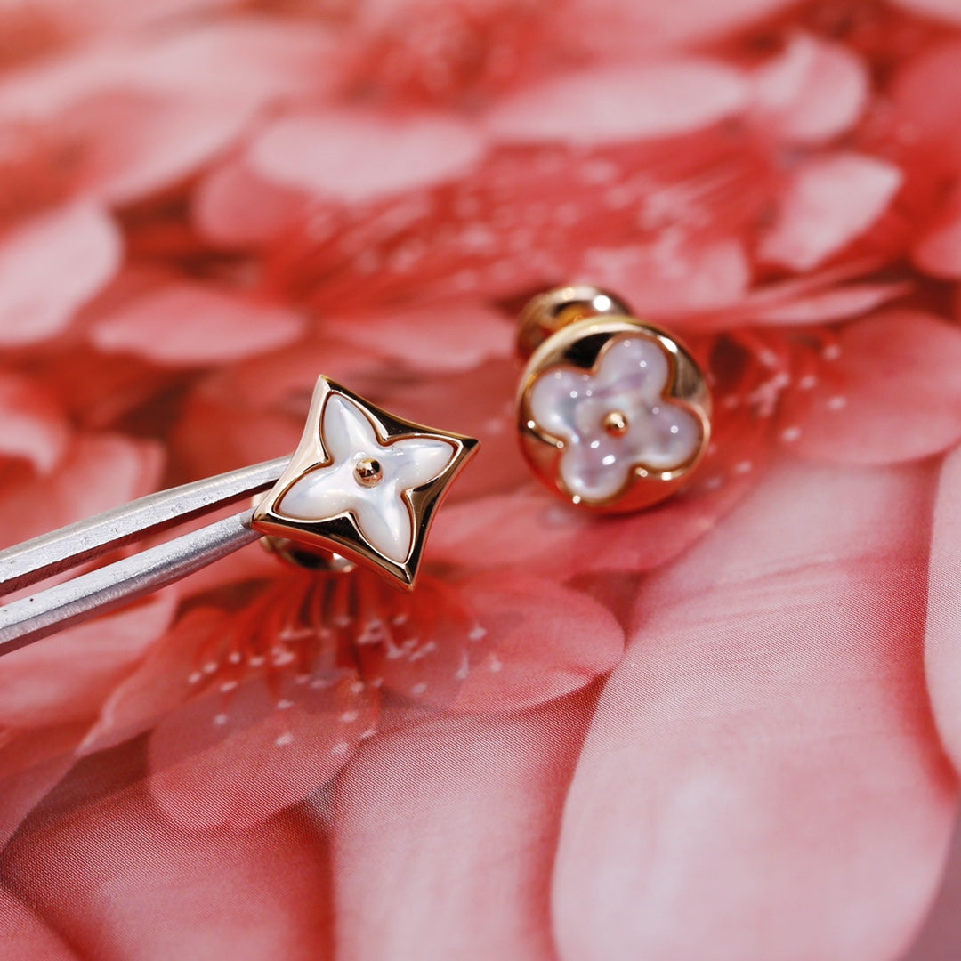 [Loui]STAR AND SUN PINK GOLD MOP STUD EARRINGS