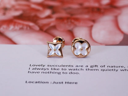 [Loui]STAR AND SUN PINK GOLD MOP STUD EARRINGS