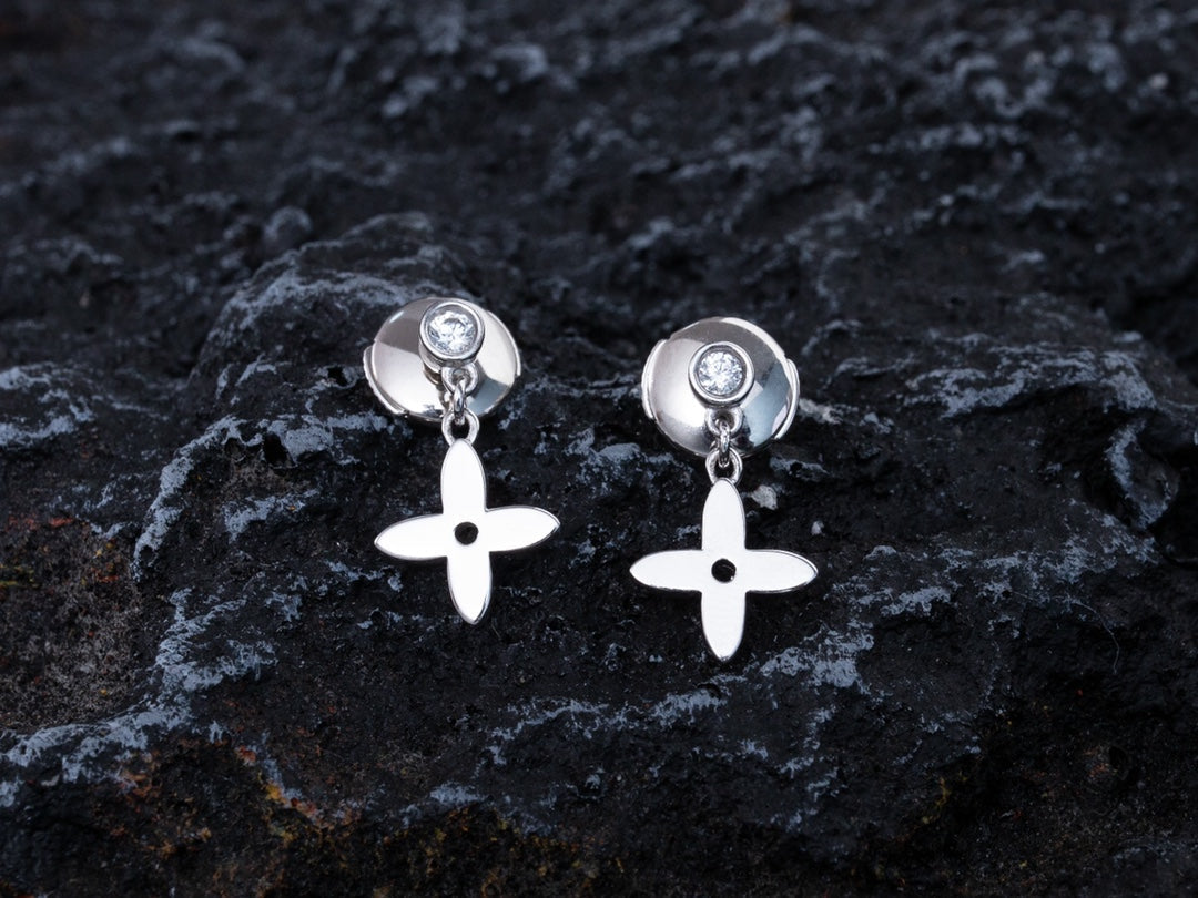 [Loui]VIDYLLE SILVER DIAMOND MINI DROP EARRINGS