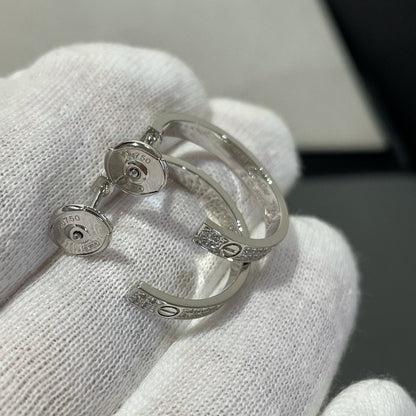 [CAT]LOVE DIAMOND SILVER HOOP EARRINGS