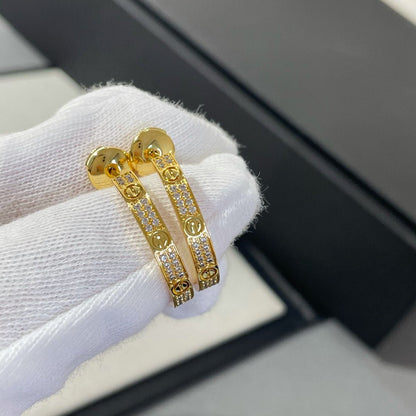 [CAT]LOVE DIAMOND GOLD HOOP EARRINGS