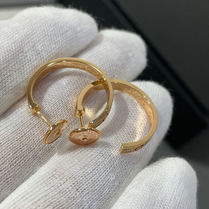 [CAT]LOVE DIAMOND PINK GOLD HOOP EARRINGS