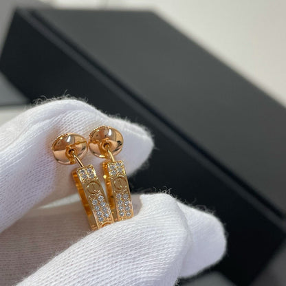 [CAT]LOVE DIAMOND PINK GOLD HOOP EARRINGS