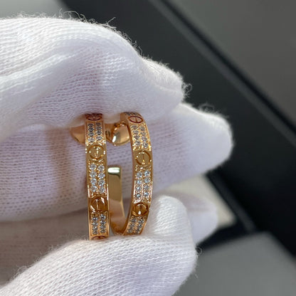 [CAT]LOVE DIAMOND PINK GOLD HOOP EARRINGS