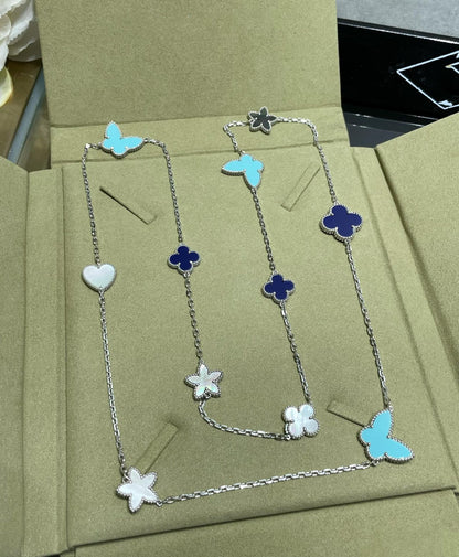 [VCA]LUCKY CLOVER SILVER 11 MOTIF NECKLACE