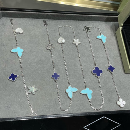 [VCA]LUCKY CLOVER SILVER 11 MOTIF NECKLACE