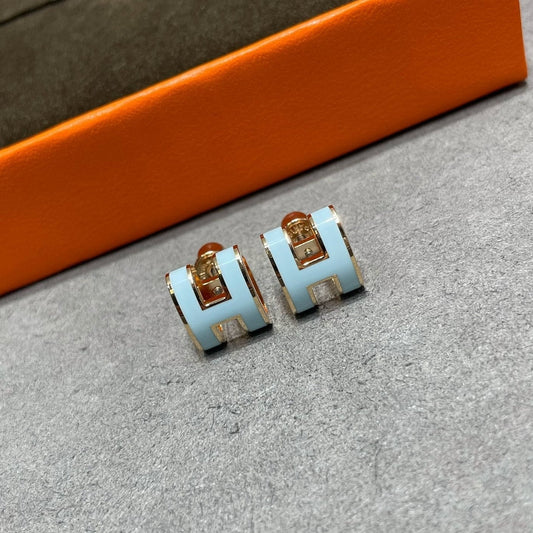 [Hmes]POP H SKY BLUE STUD EARRINGS