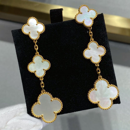 [VCA]CLOVER MOP 3 MOTIFS GOLD EARRINGS