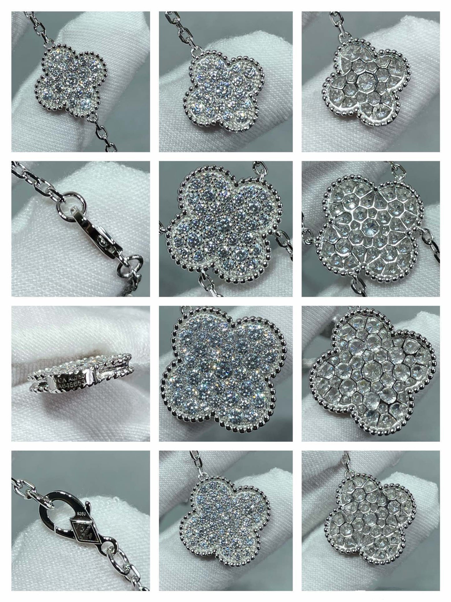 [VCA]CLOVER 6 MOTIF DIAMOND PAVED NECKLACE