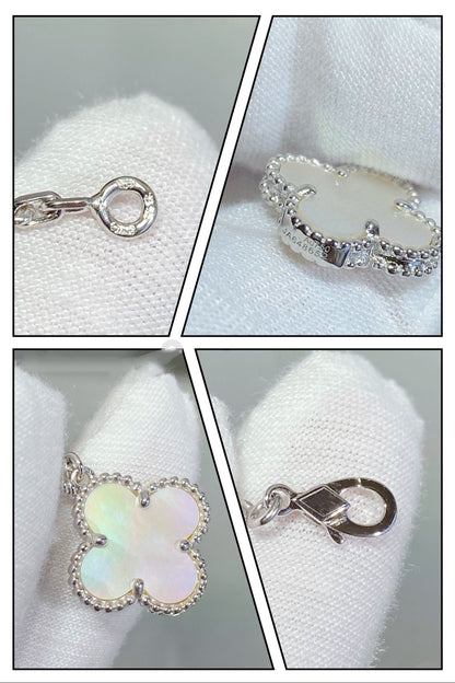 [VCA]CLOVER 5 MOTIF WHITE MOP SILVER BRACELET