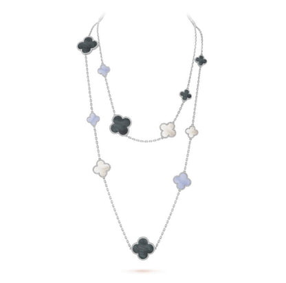 [VCA]CLOVER 16 MOTIF CHALCEDONY MOP SILVER NECKLACE