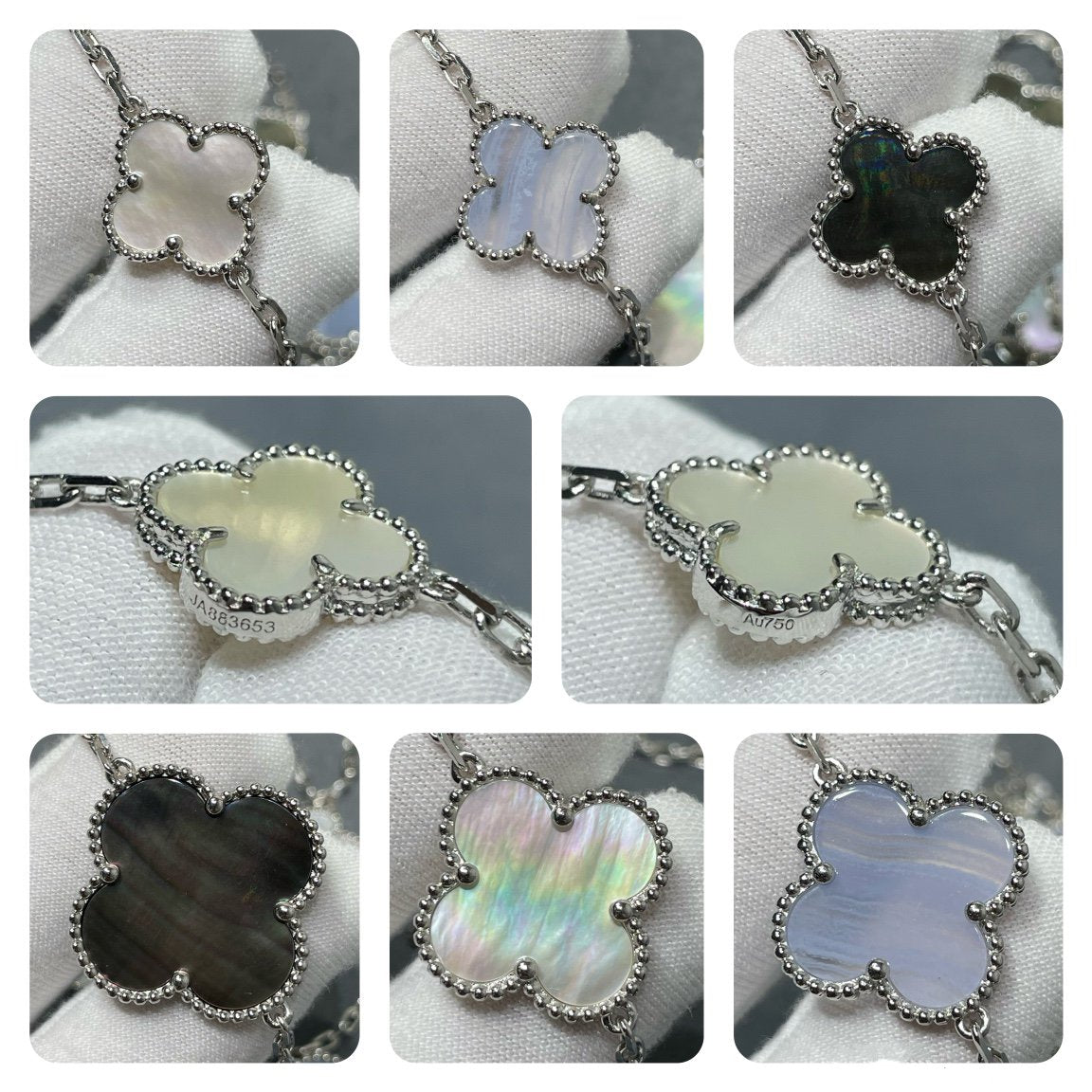 [VCA]CLOVER 16 MOTIF CHALCEDONY MOP SILVER NECKLACE