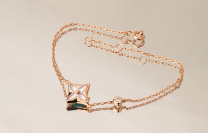 [Loui]STAR PINK MOP 1 DIAMOND PINK GOLD NECKLACE