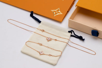 [Loui]STAR PINK MOP 1 DIAMOND PINK GOLD NECKLACE