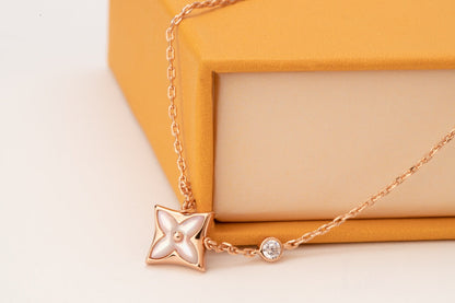 [Loui]STAR PINK MOP 1 DIAMOND PINK GOLD NECKLACE