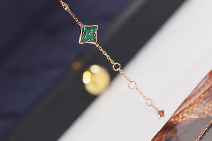 [Loui]STAR AND SUN 4 MOTIF PINK GOLD MALACHITE BRACELET