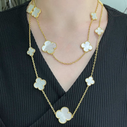 [VCA]CLOVER 16 MOTIF WHITE MOP GOLD NECKLACE