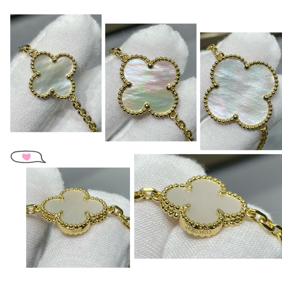 [VCA]CLOVER 16 MOTIF WHITE MOP GOLD NECKLACE