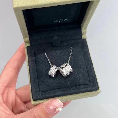 [VCA]PERLEE DOUBLE PENDANT SILVER DIAMOND NECKLACE