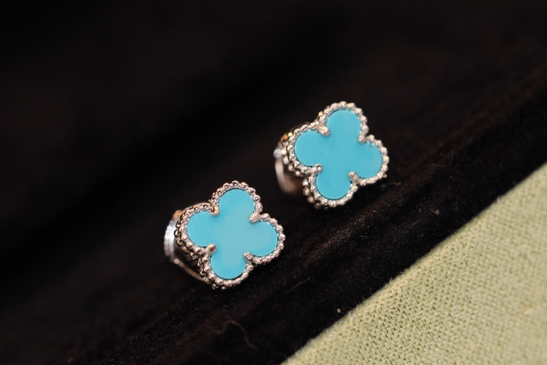 [VCA]CLOVER MINI TURQUOISE SILVER STUD EARRINGS